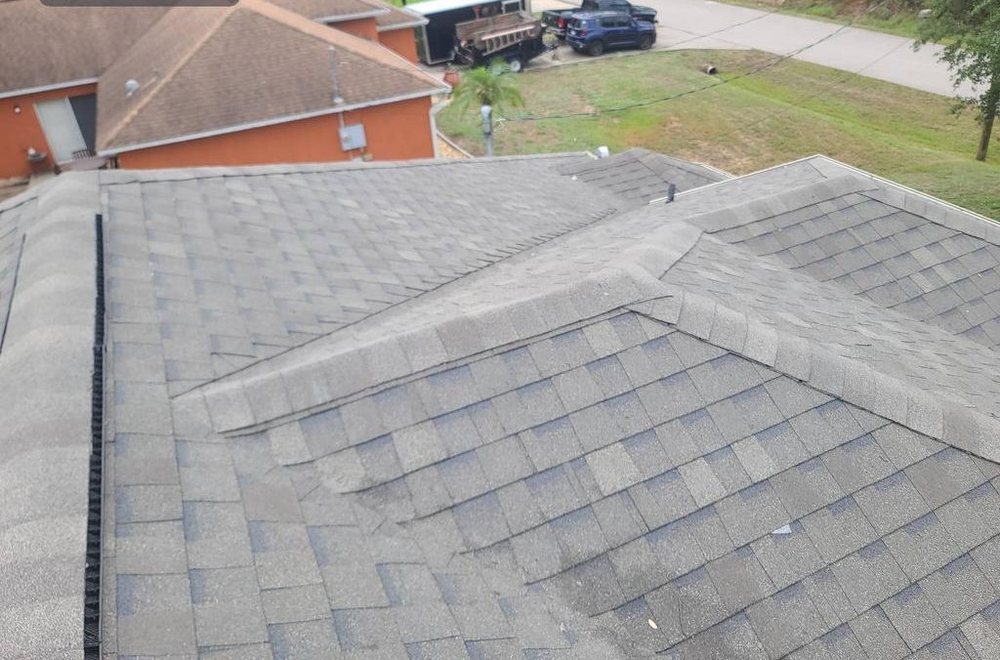 New shingle roof in a residential neighbourhood